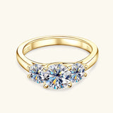 Dazzling 3-Stone VVS1 D Colour Moissanite 925 Silver Engagement Wedding Ring