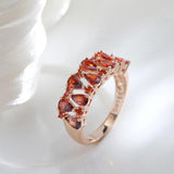 Gorgeous Trend 14K Filled Rose Gold Full Red AAA Zircon Crystals Paved Width Ring For Women - Fine Jewellery