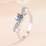 Super Bowknot Design D Colour VVS1 0.5CT Moissanite Diamond Rings For Women Sterling Silver Wedding Fashion Jewellery