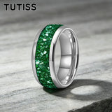 Green Crystal Stone Inlay 10mm Large Size Gold Colour Tungsten Carbide Rings