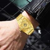 New Arrival Triangle Design Golden Waterproof Stainless Steel Men Sports Quartz Watches - Popular Choice