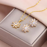 New Trendy 18K Gold Plated Necklaces Earrings For Women - Daily Wear Stainless Steel Jewellery Set  - The Jewellery Supermarket