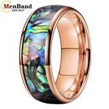 Multicolor Abalone Shell Inlay Domed Polished 4/6/8MM Men Women Tungsten Rings