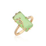 14 Karat Filled Gold Fog Green Square AAA Zircon Crystal High Quality Rings For Women