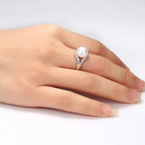 Luxury Multicolour Real Natural Freshwater Pearls AAA Zircon Diamonds Rings