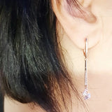 New 14K Rolled Gold White AAA Zircon Diamonds Long Dangle Luxury Fashion Earrings