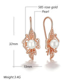 14 Karat Rolled Gold Luxury Unique Geometric Hollow Pearl Drop  Jewellery Earrings