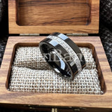 High Quality Black Cubic Zirconia Stones Inlay 8MM  Tungsten Wedding Rings