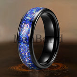 True Blue Galaxy Opal Inlaid Dome Polished 4MM 6MM 8MM Tungsten Men Women Rings