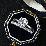2.0CT VVS1 D Colour Moissanite Diamonds Bridal Set Solitaire Silver Stackable Ring