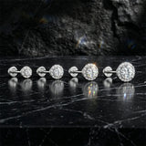Sterling Silver Six Claws Sparkling Moissanite Diamonds Flat Back Stud Earrings