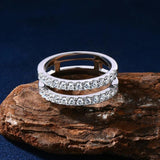 GRA Certified Double-Row Half Eternity Moissanite Diamonds Wedding Engagement Rings Sterling Silver Fine Jewellery