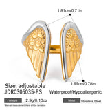 Classic Two-Colour Angel Wings Minimalist 18K Gold Plated Stainless Steel Open Ring