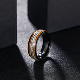 Whiskey Barrel Wood Between Guitar Strings Aluminum Dross 8mm Mens Tungsten Rings