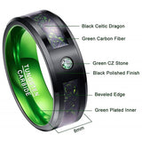 New Arrival Green Carbon Fiber Dragon Tungsten Carbide Rings for Woman Men - Popular Wedding Rings - The Jewellery Supermarket