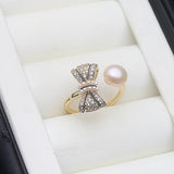 Unique Design Trend Real Multicolour Pearls AAA Zircon Diamonds 925 Silver Rings