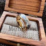 Stepped Edges Multifaceted Hammered Brushed Finish 6/8MM Tungsten Carbide Rings
