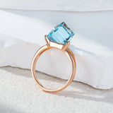 14 Karat Filled Gold Blue Cube AAA Zircon Crystal Fashion Women's Rings