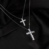 Stunning 18KWGP Full Moissanite Diamonds Cross Pendant Necklace for Women Men - Silver Neck Chain Fine Jewellery - The Jewellery Supermarket