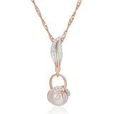 Classic Luxury AAA Zircon Diamonds and Pearl 14K Rolled Rose Gold Necklace - Ethnic Style Party Fine Jewellery