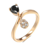 New Style Fashion Rolled 14K Rose Gold With Black AAA Zircon Crystal Ring - High Quality Daily Fine Jewellery