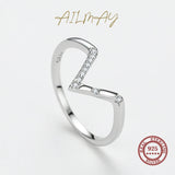 Fashion Personality V Shape Dazzling AAAA Lab Created Diamond 925 Silver Ring