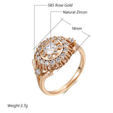 Unique Fashion Crystal Flower 14K Filled Rose Gold With Shiny AAA+ Zircon Crystal Ring - Daily Vintage Jewellery