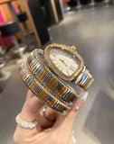 Fashionable Snake-Shape Zircon Diamonds Embedded Bracelet Ladies Watch Elegant Timepiece