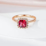 Delightful 14K Rolled Gold AAA Zircon Red Crystal Solitaire Ring Classic Jewellery