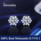 Sparkling 925 Sterling Silver D Colour VVS1 Moissanite Diamonds Snow Stud Earrings