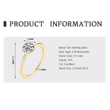 Superb Certified 1CT Solitaire Moissanite Lab Diamond Rings for Women Sterling Silver Engagement Wedding Jewellery