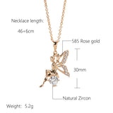 Amazing Angel Wings 14K Filled Rose Gold AAA Zircon Diamonds Pendant Necklace - Vintage Style Jewellery