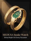 High Quality Gold Diamond Set Snake Shaped Dress Watch Bangle Unique Brand Watch