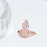 New Unusual Metal Sculpture 14K Rolled Rose Gold Flower Ring - Vintage Syle Jewellery