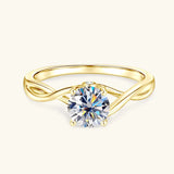 Vintage 1.0CT VV1 D Colour Moissanite Silver 18k Gold Plated Twist Shank Engagement Ring