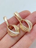 Splendid 14K Rolled Gold AAA Zircon Diamonds Fashion Glossy Hollow Drop Earrings