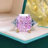 Delightful 16 Carat Super Flash Crushed Ice Cut AAAAA High Carbon Large Diamond Cherry Blossom Pink, Citrine Rings - The Jewellery Supermarket
