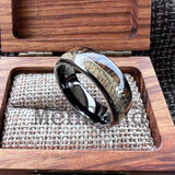 Koa Zebra Wood Antler Steel Arrows Inlay 6/8MM Tungsten Band Rings for Men Women