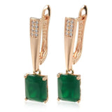 Amazing 14K Rolled Rose Gold Square Colorful AAA Zircon Crystals Long Drop Earrings - Luxury Fashion Jewellery