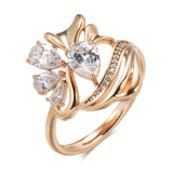 New Hyperbole Crystal Flower 14K Filled Rose Gold White AAA Zircon Diamonds Ring - Party Fashion Wedding Jewellery