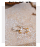18K Gold Plated Trendy Stainless Steel Natural Pearl Thin Finger Versatile Ring
