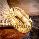 Carbon Fiber Inlay 4/6/8mm Gold Tungsten Engagement Wedding Rings for Men Women