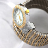 Elegant Snake Design Luxury Ladies Stainless Steel Band Zircon Diamonds Quartz, Rose Gold Silver Plated Wristwatches