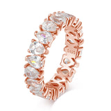 Pear Cut VVS1 D Colour Moissanite Diamonds Full Eternity 925 Sterling Silver Ring