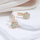 14 Karat Gold Filled Lake Green AAA Zircon Crystal Classic Trendy Drop Earrings For Women