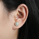 Super 5mm/6.5mm Moissanite Diamonds Halo Stud Earrings for Women Men Fine Jewellery