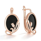 14 Karat Gold Filled Big Oval Black Zircon Drop Fashion  Fine Ethnic Earrings