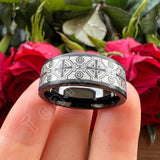 Laser Engraved Pipe Cut Brushed Finish 6MM 8MM Tungsten Wedding Men Women Rings