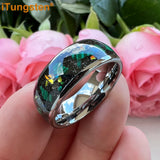 Opal Inlay Domed Polished 8mm Mens Womens Tungsten Engagement Wedding Rings