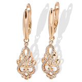 Luxury Natural Zircon 14K Rose Gold Filled Long Dangle Fashion Earrings - High Quality Jewellery